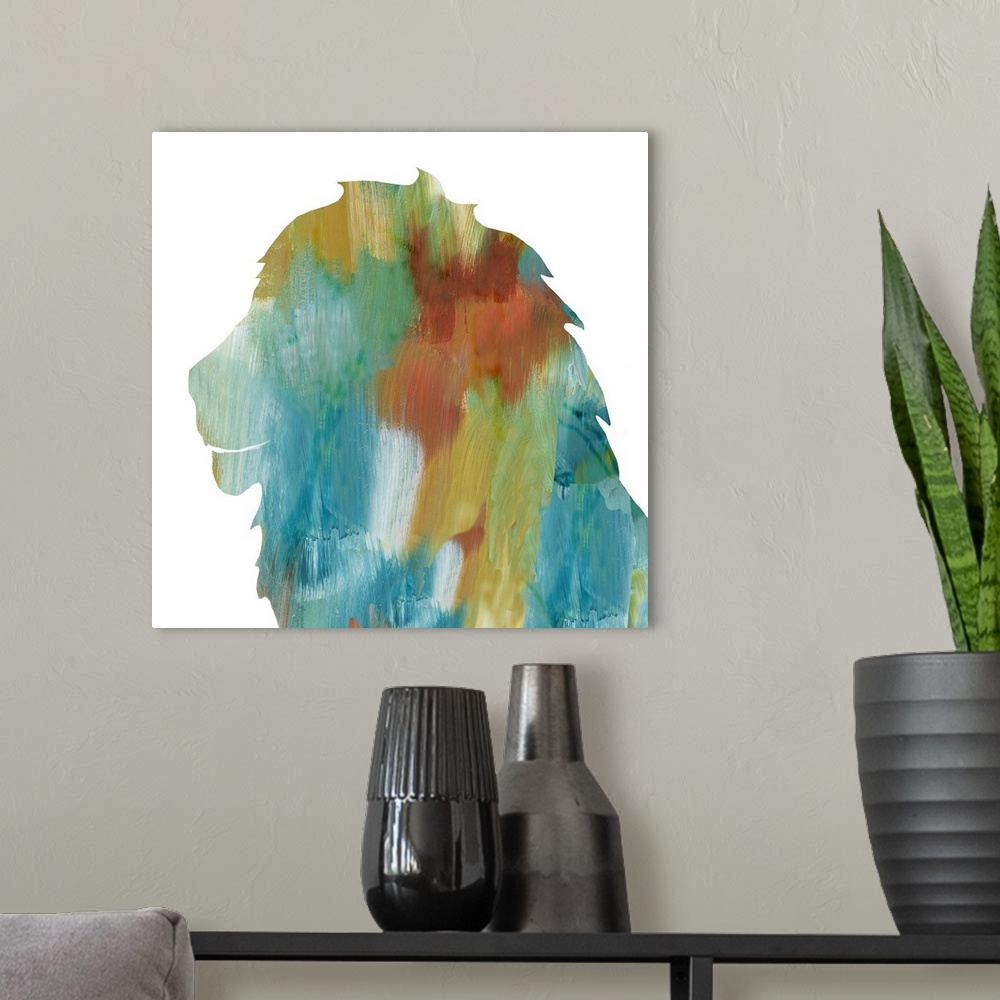 A modern room featuring Painterly Lion