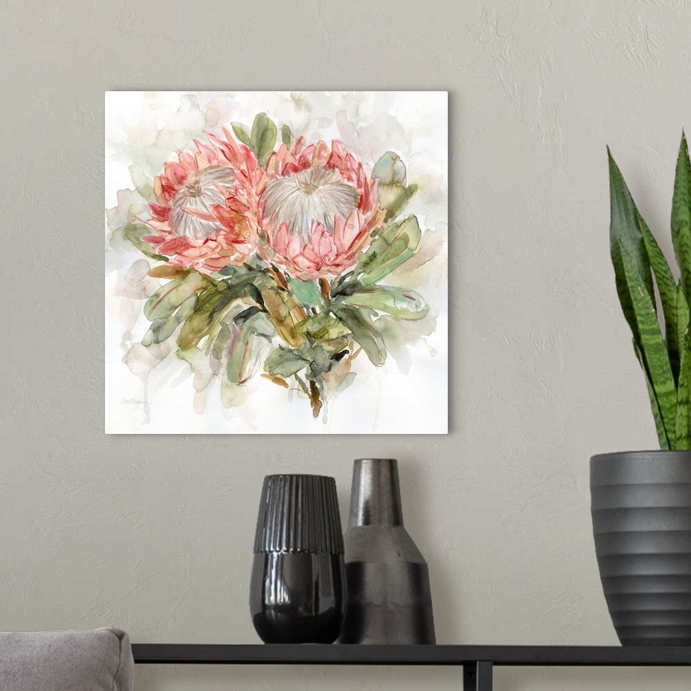 A modern room featuring Pale Protea I