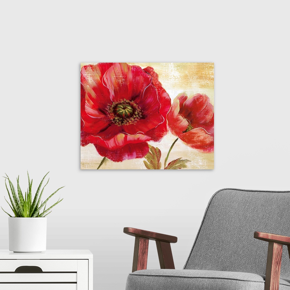 A modern room featuring Passion for Poppies I