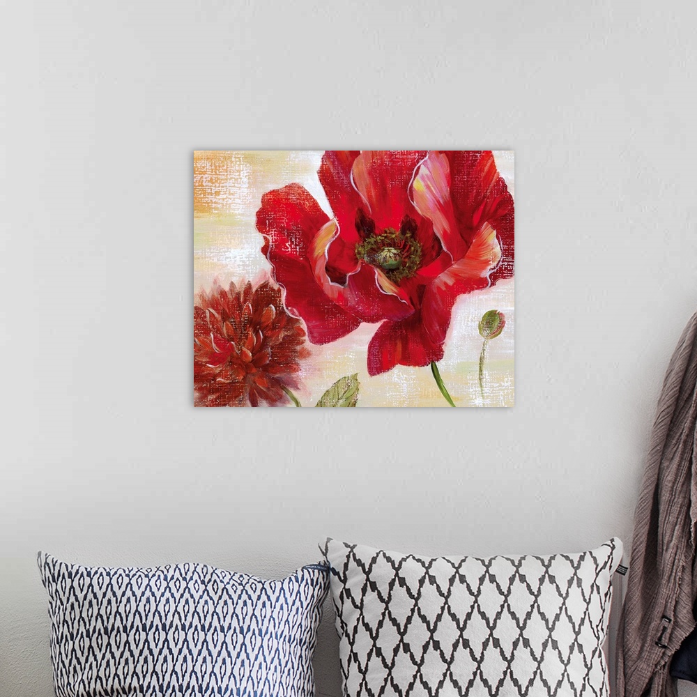 A bohemian room featuring Passion for Poppies II
