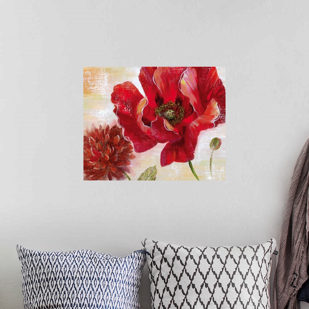 A bohemian room featuring Passion for Poppies II