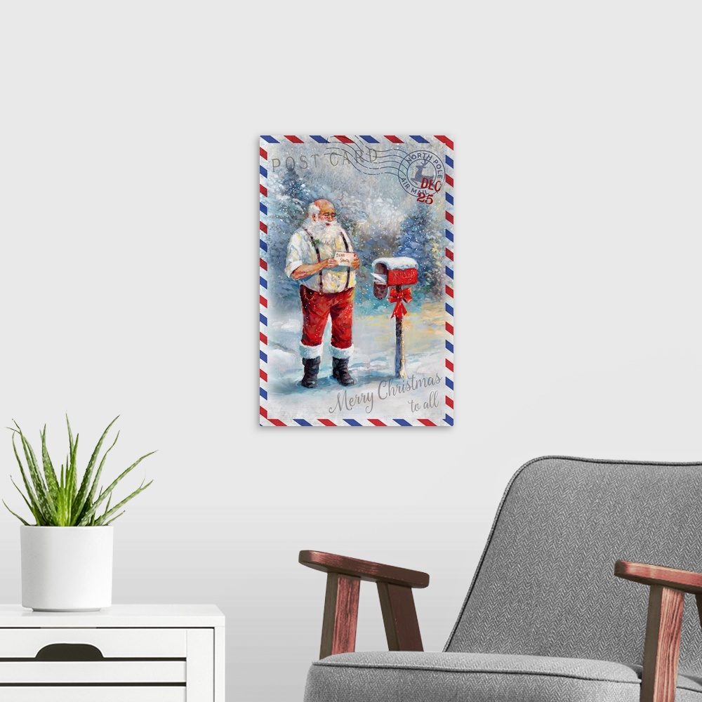A modern room featuring Postcard To Santa