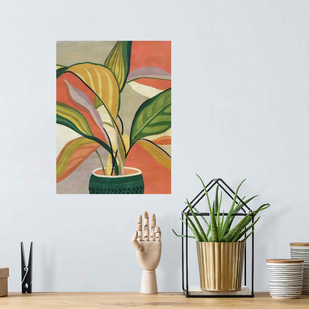 A bohemian room featuring Potted Bird Of Paradise
