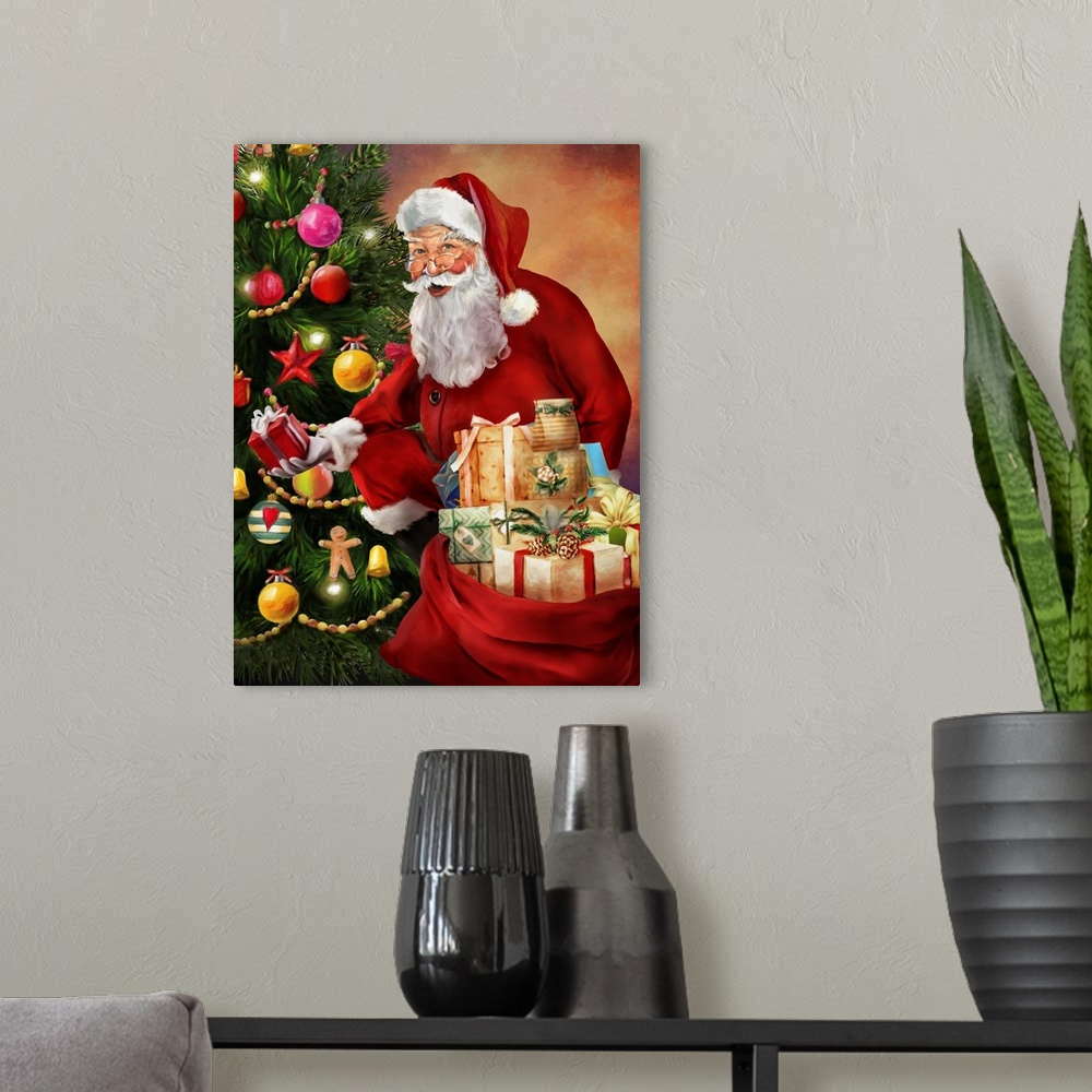 A modern room featuring Santa's Presents