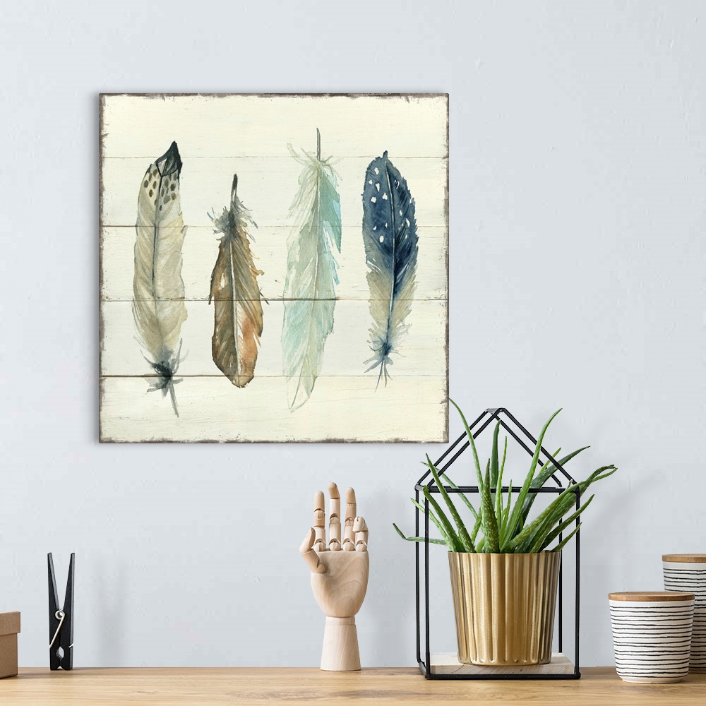 A bohemian room featuring Shiplap Feathers II