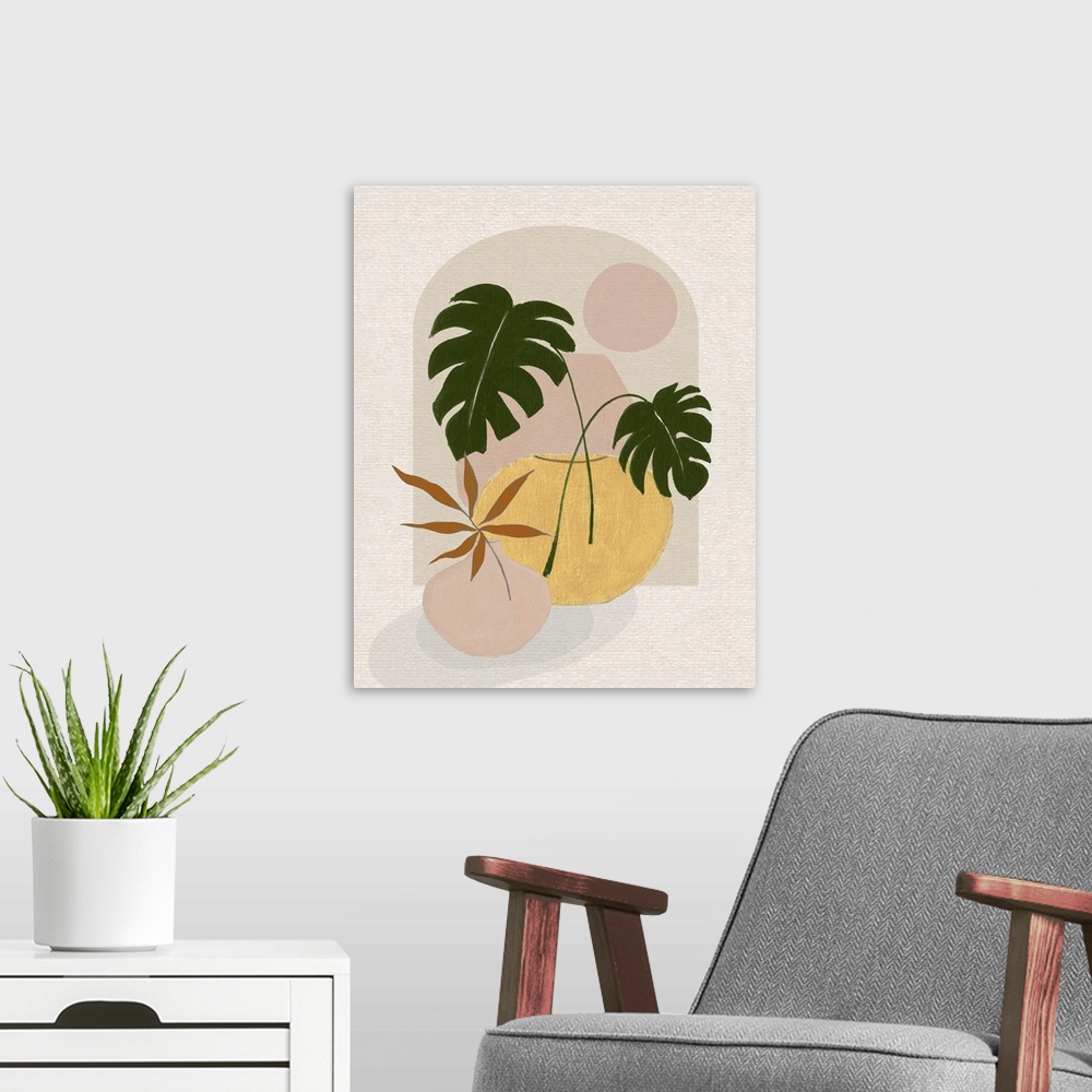 A modern room featuring Simple Nature Sunset II