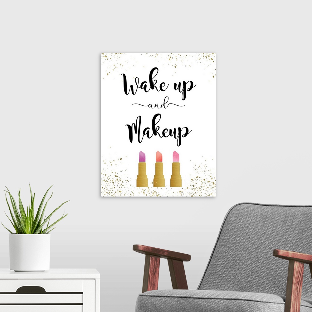 A modern room featuring Wake Up and Makeup