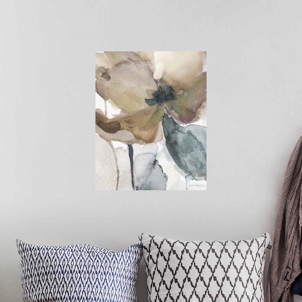A bohemian room featuring Watercolor Poppy I