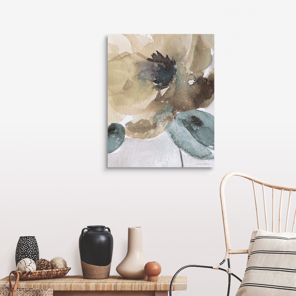A farmhouse room featuring Watercolor Poppy II