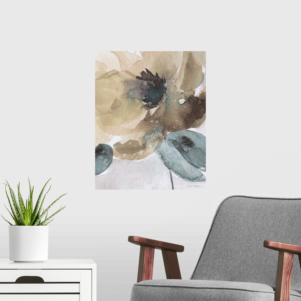 A modern room featuring Watercolor Poppy II