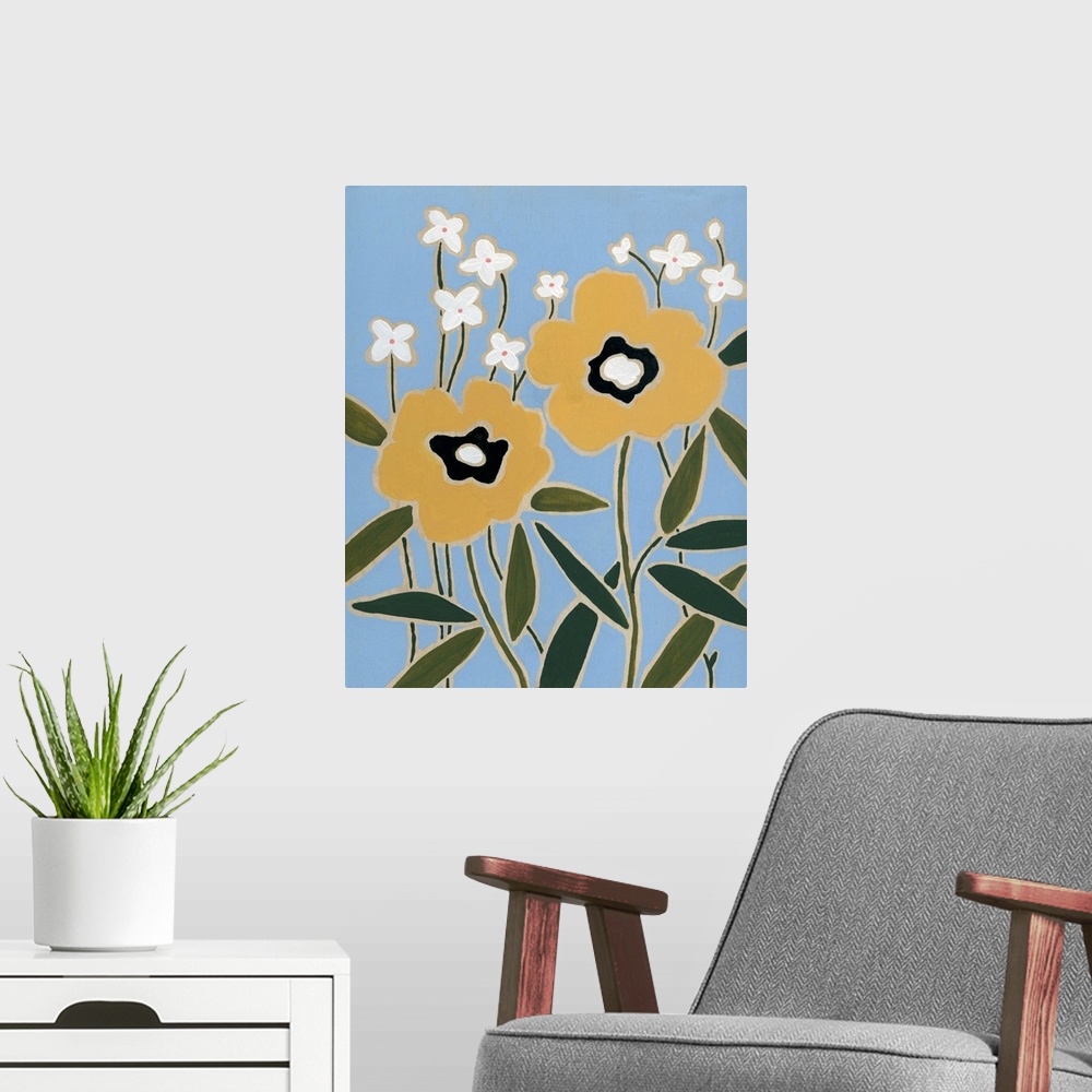 A modern room featuring Woodblock Floral II