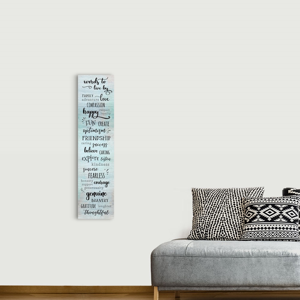 A bohemian room featuring Words to Live By