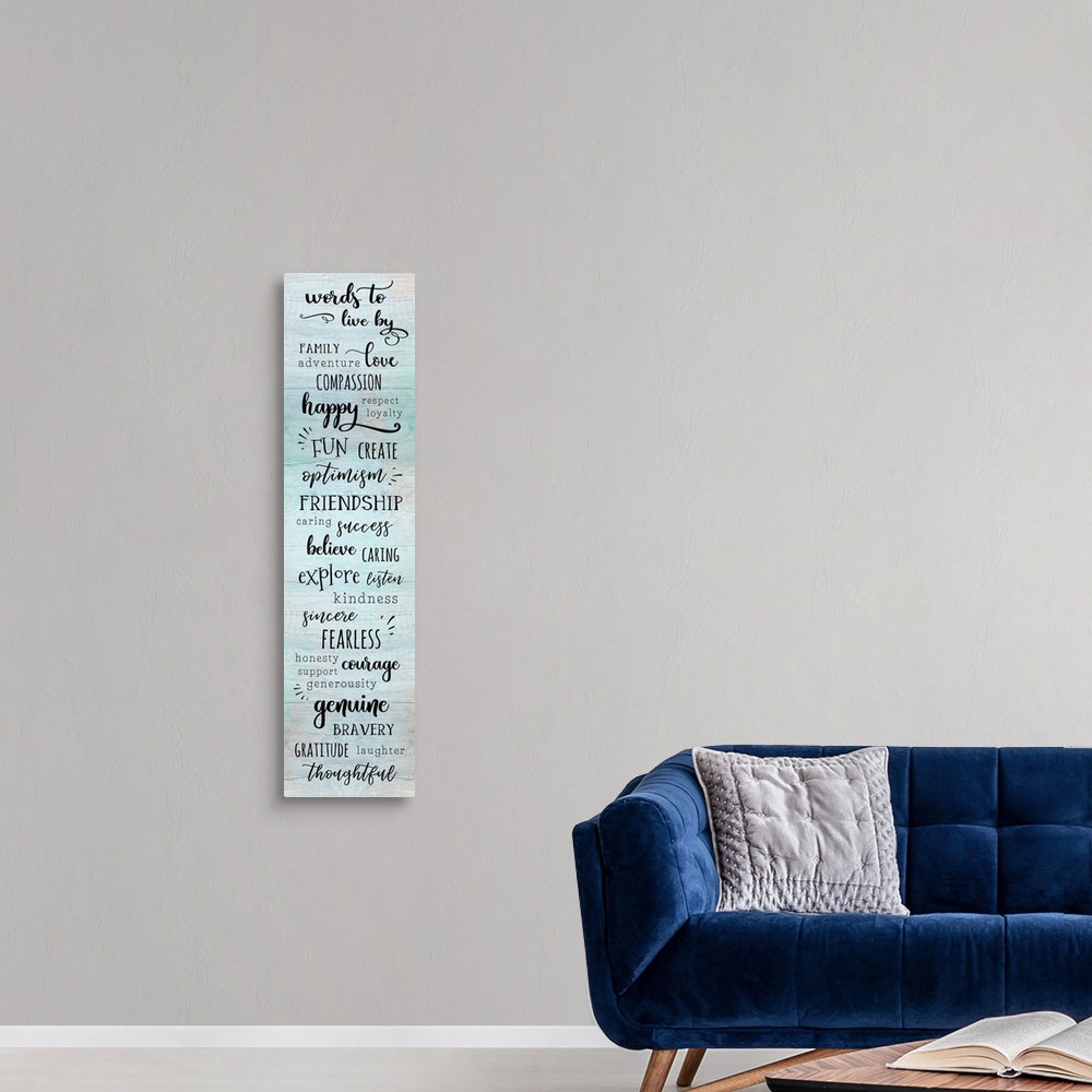 A modern room featuring Words to Live By