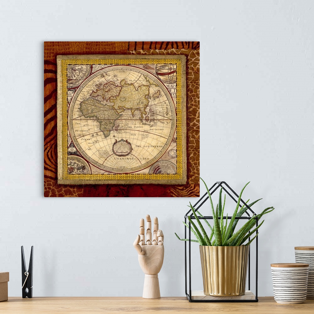 A bohemian room featuring World Map I