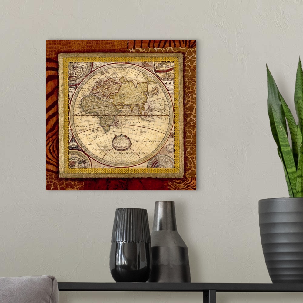 A modern room featuring World Map I