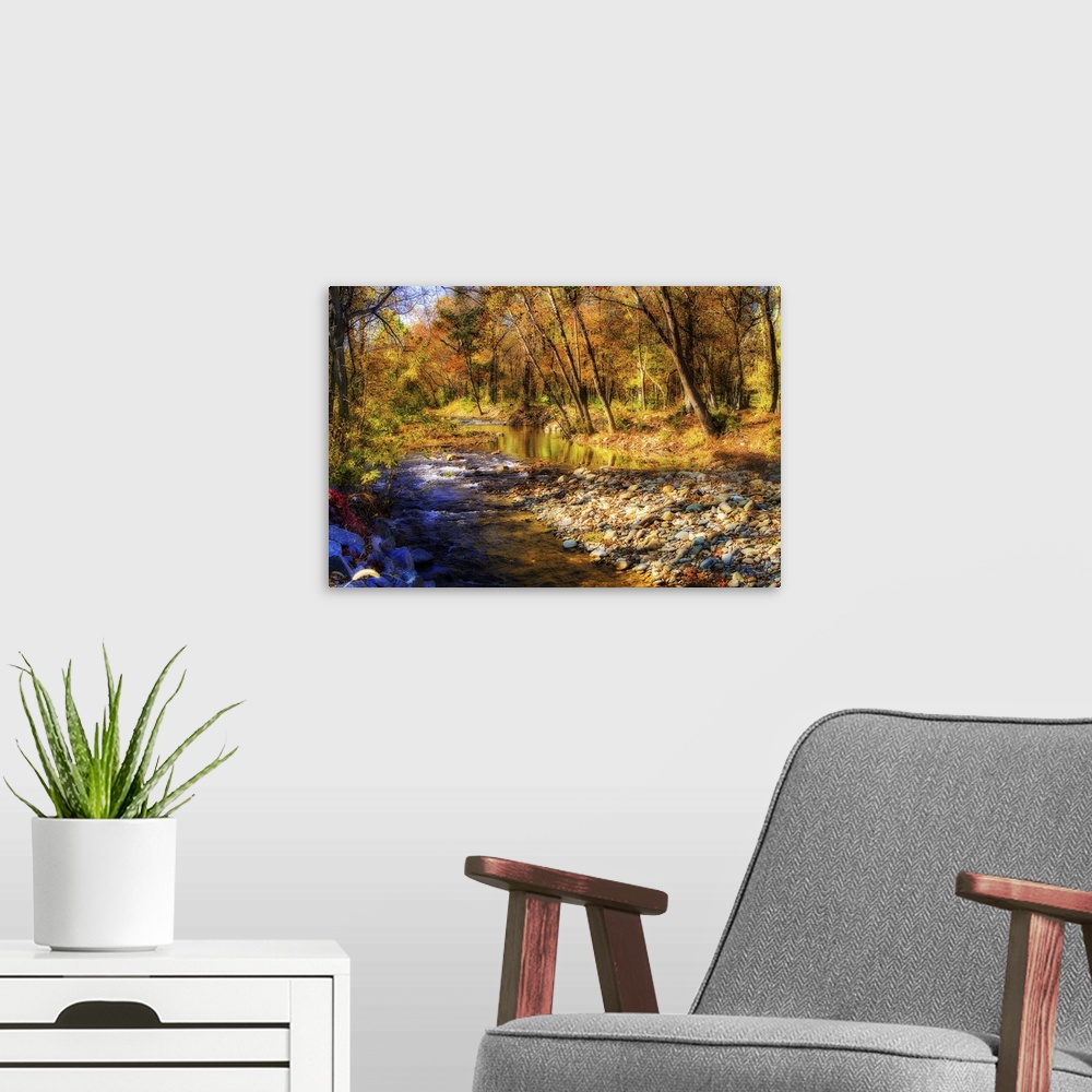 A modern room featuring Autumn Waters I
