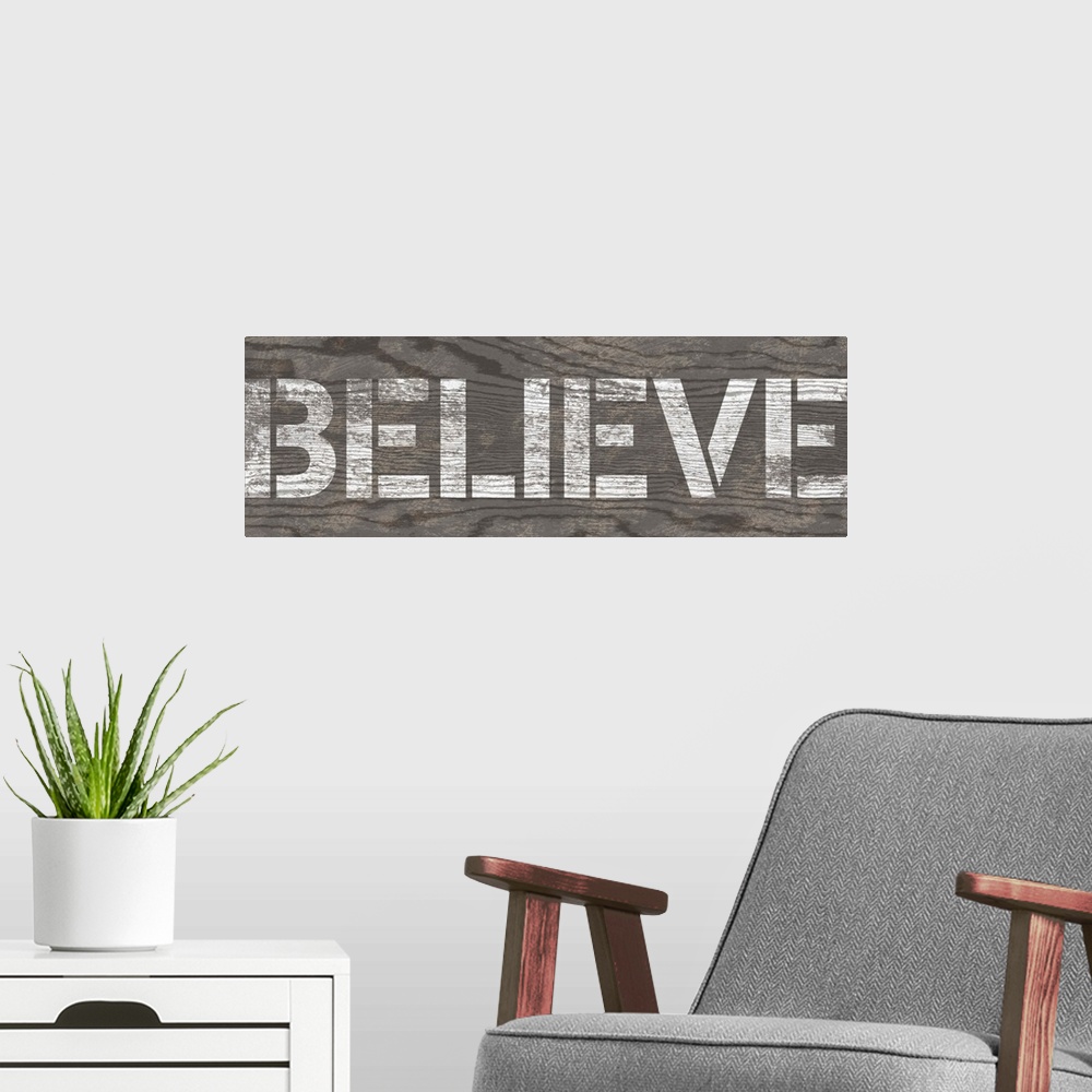 A modern room featuring Believe