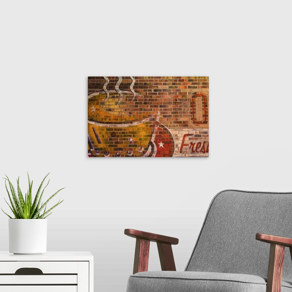 A modern room featuring Brick Painting