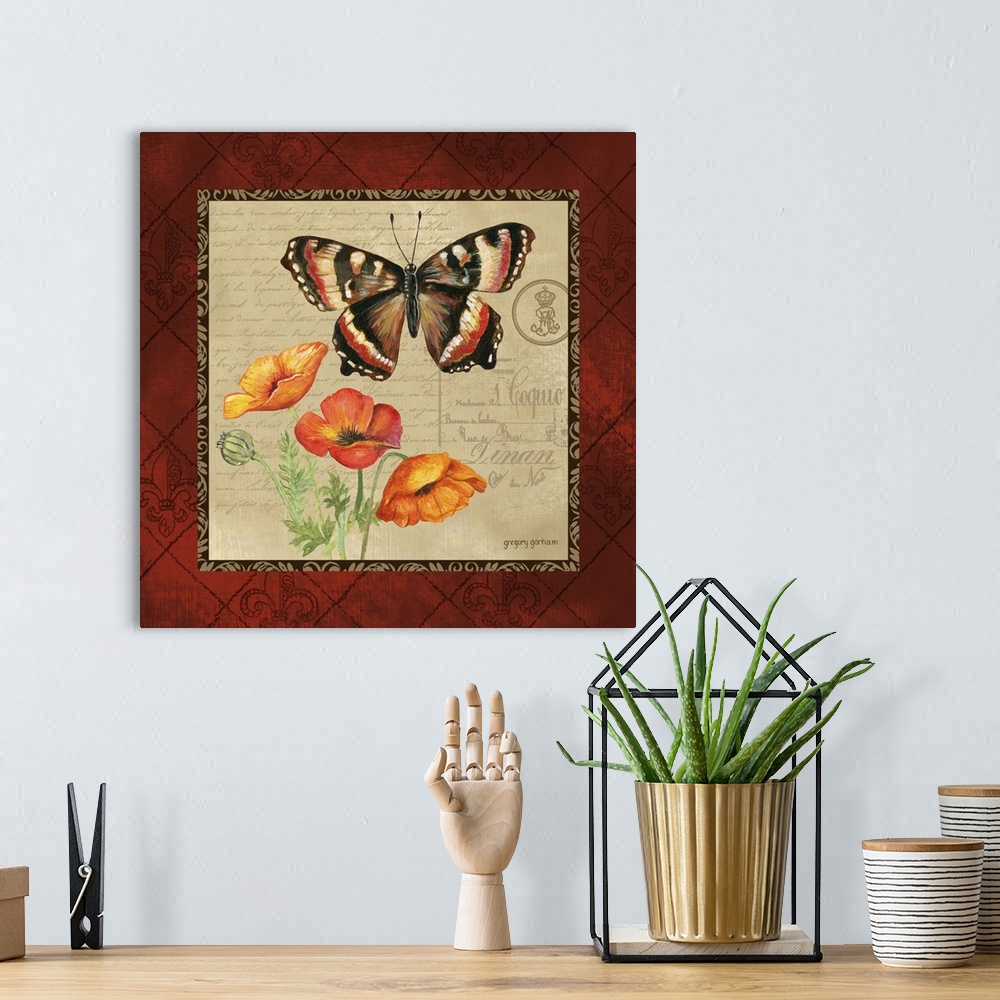 A bohemian room featuring Butterfly And Poppies