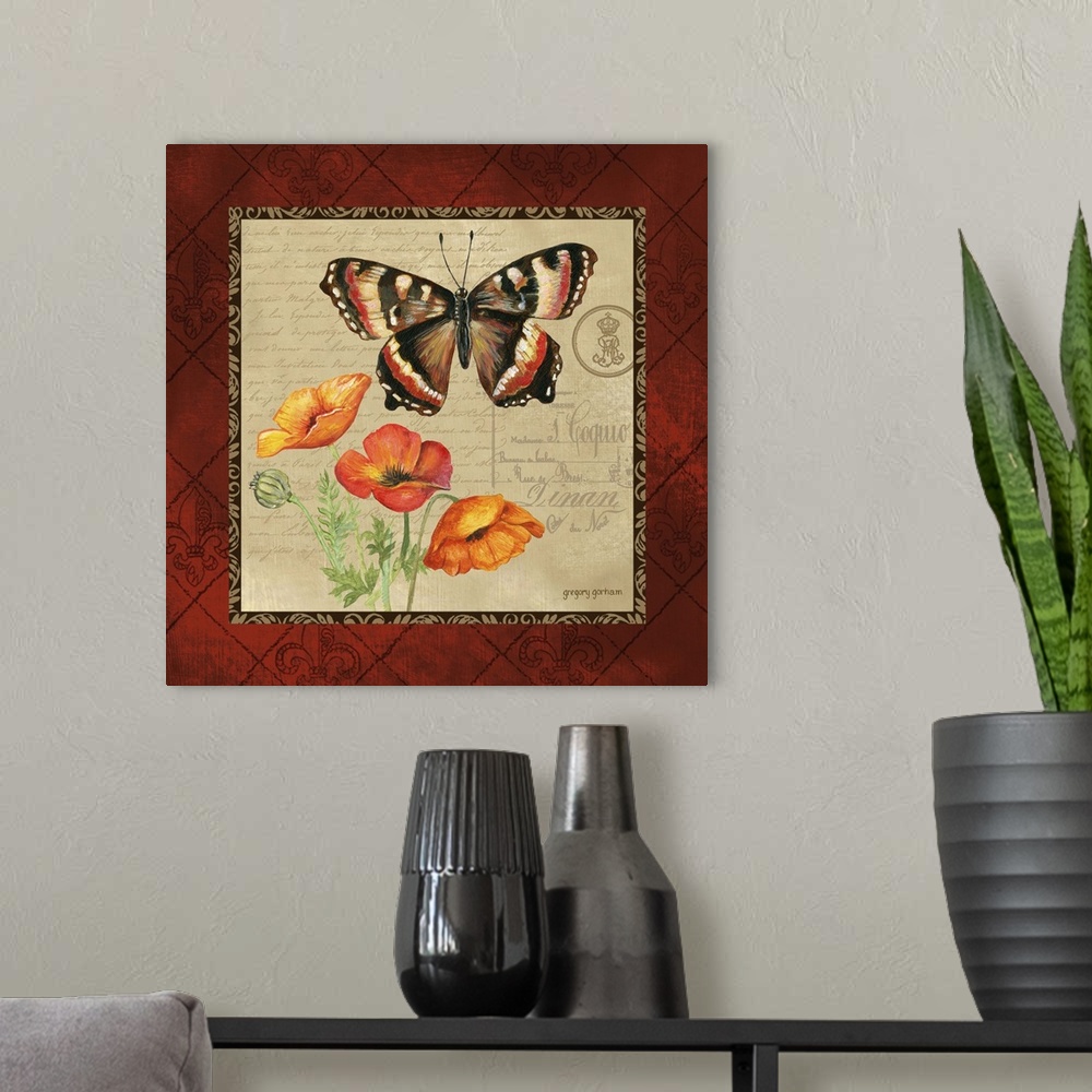 A modern room featuring Butterfly And Poppies