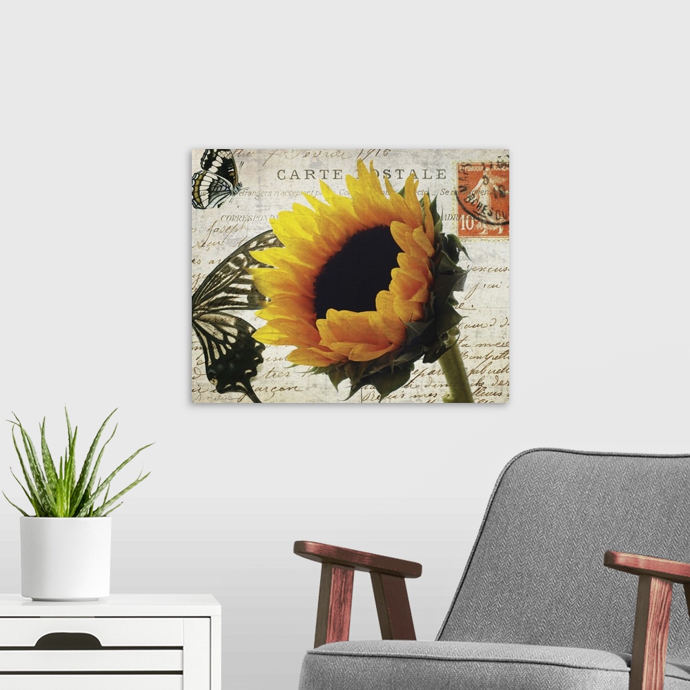 A modern room featuring Carte Postale Sunflower