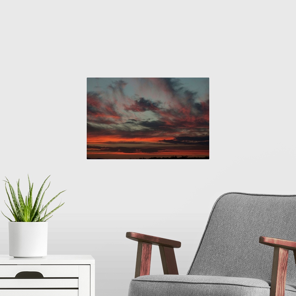 A modern room featuring Cloudy Sunset II