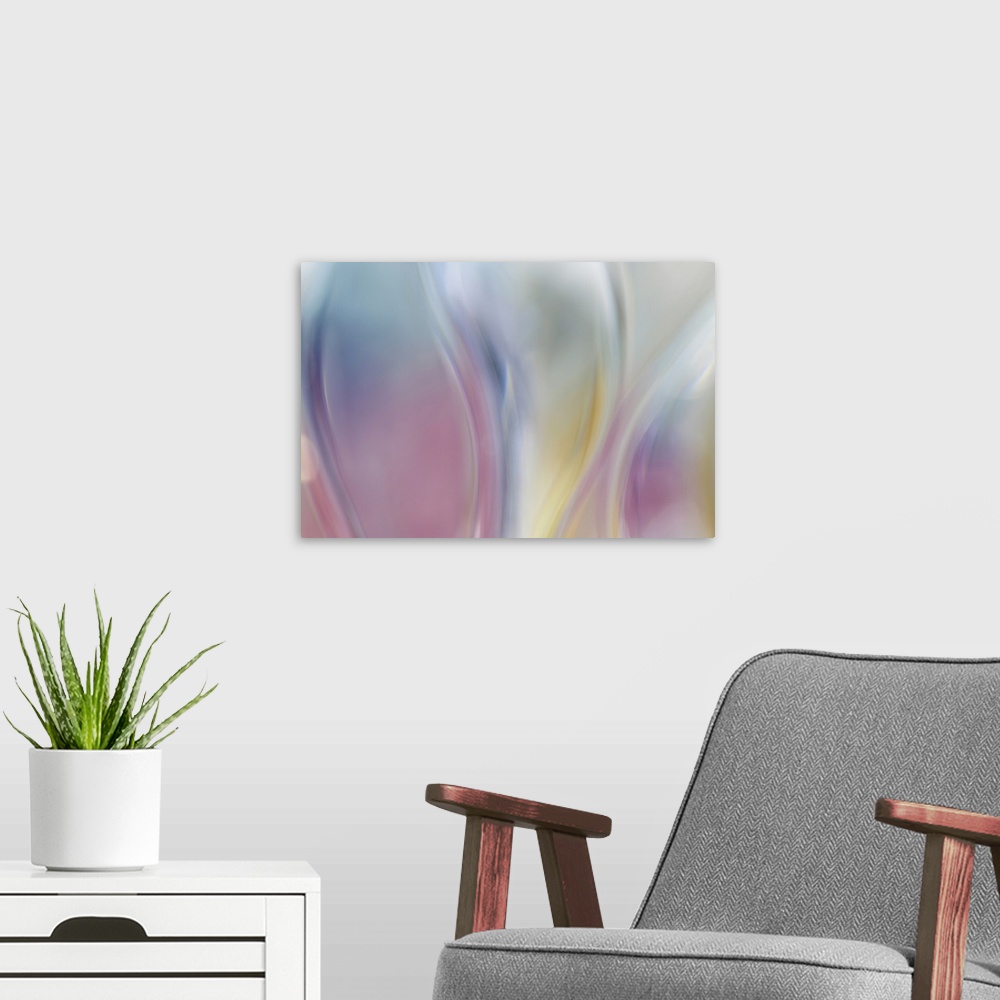 A modern room featuring Colorful Waves I