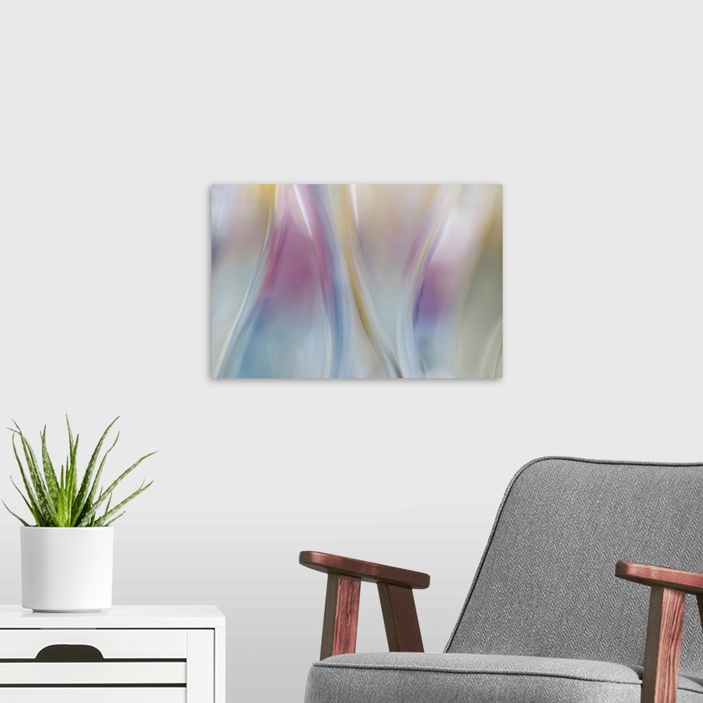 A modern room featuring Colorful Waves II