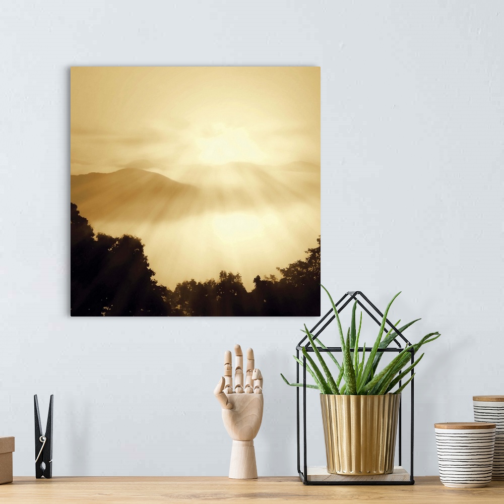 A bohemian room featuring Distant Mountains 1