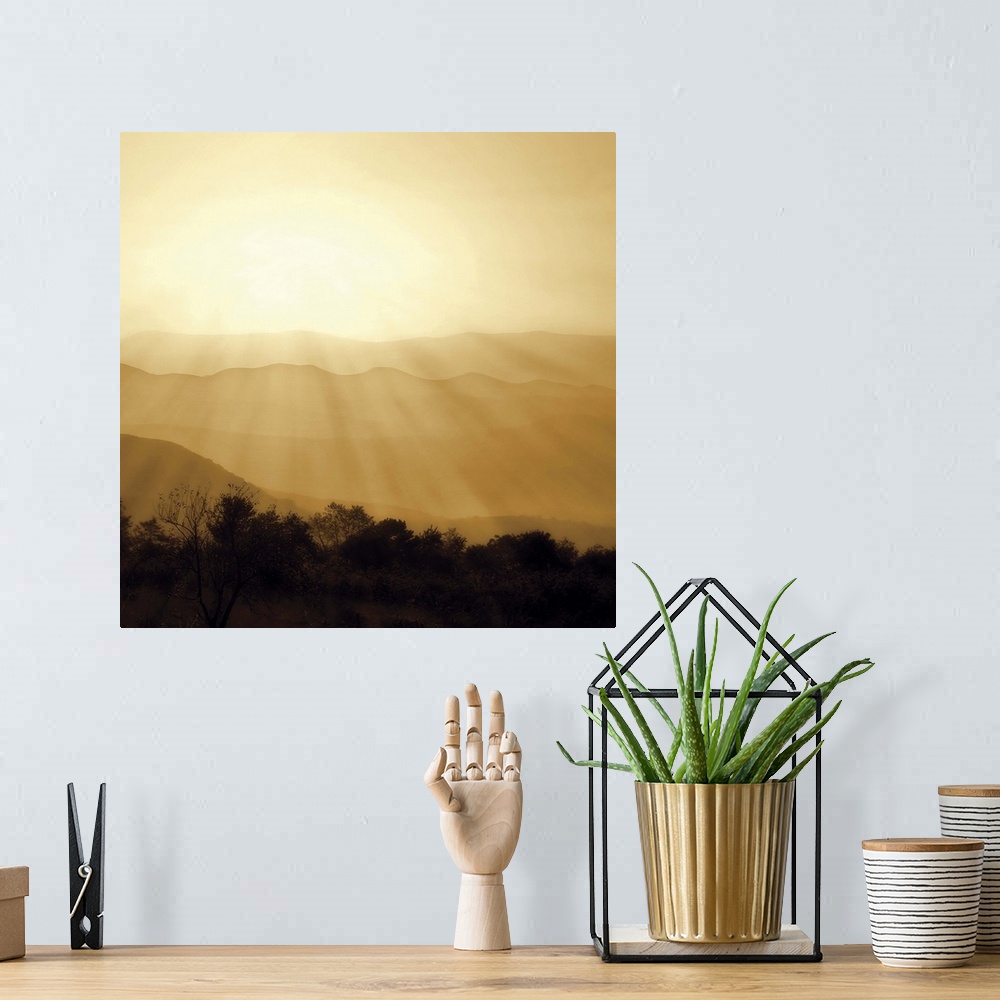 A bohemian room featuring Distant Mountains 2