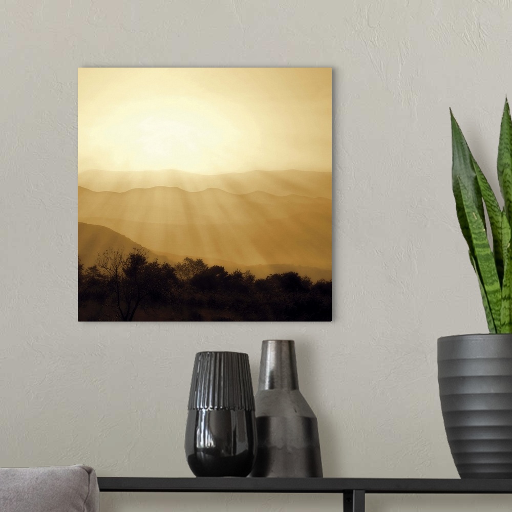 A modern room featuring Distant Mountains 2
