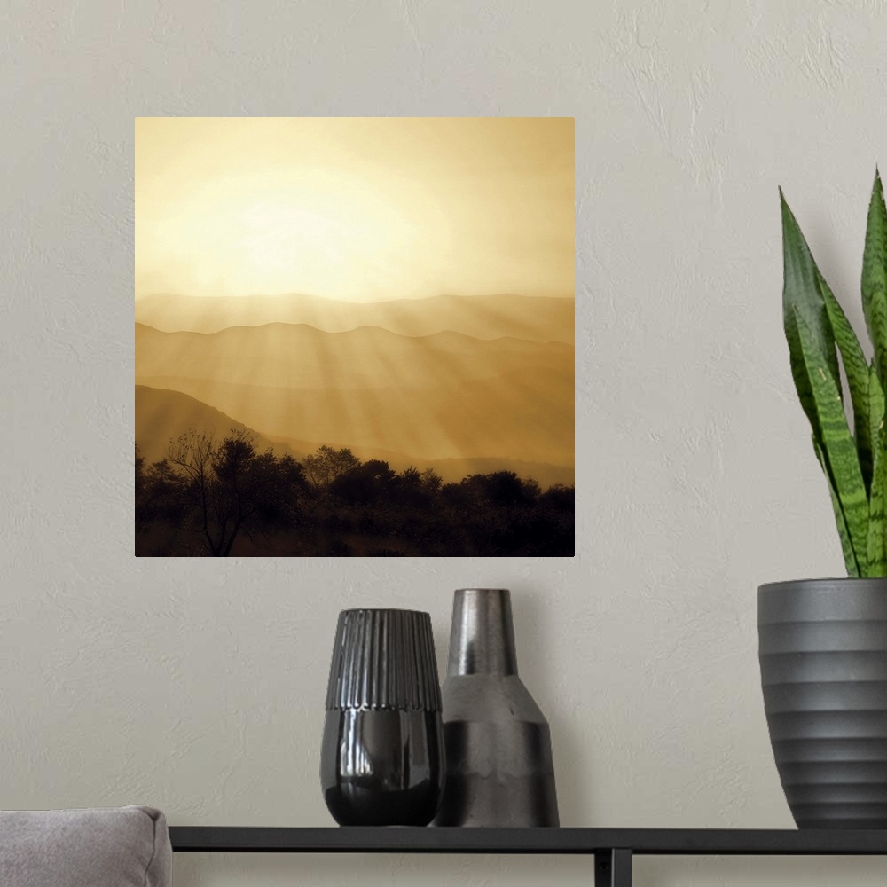 A modern room featuring Distant Mountains 2