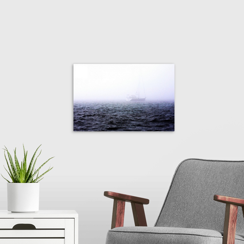 A modern room featuring Fog on the Bay 1