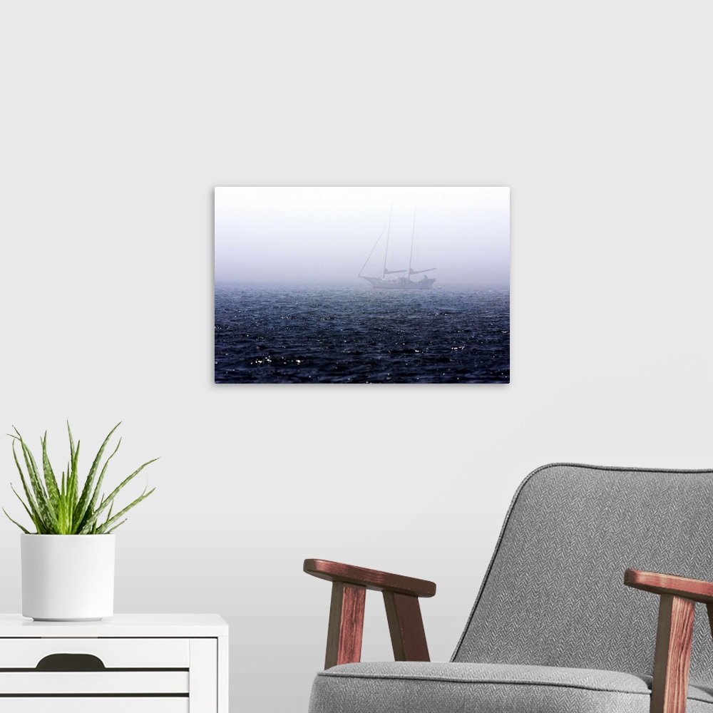 A modern room featuring Fog on the Bay 2