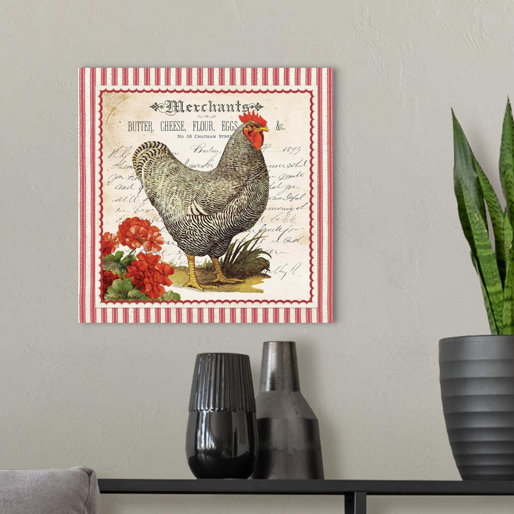 A modern room featuring French Rooster