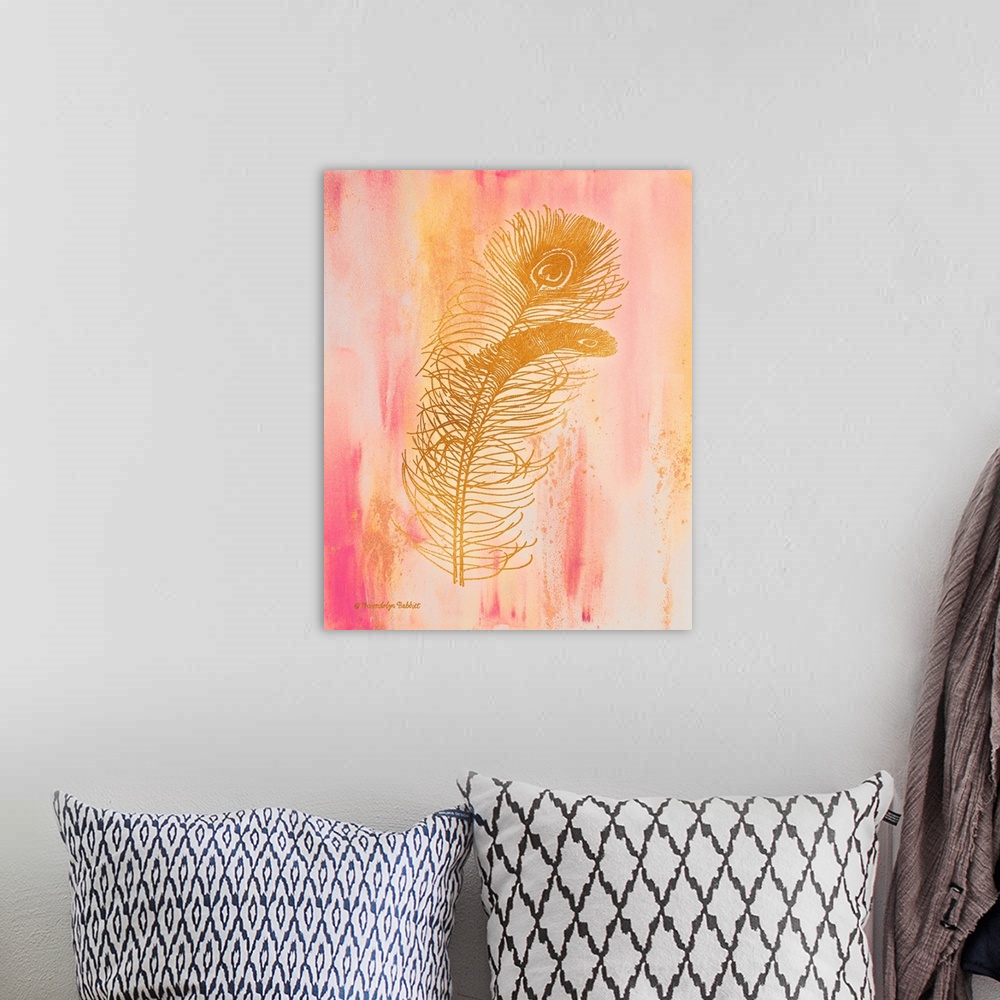 A bohemian room featuring Gold on Pink I