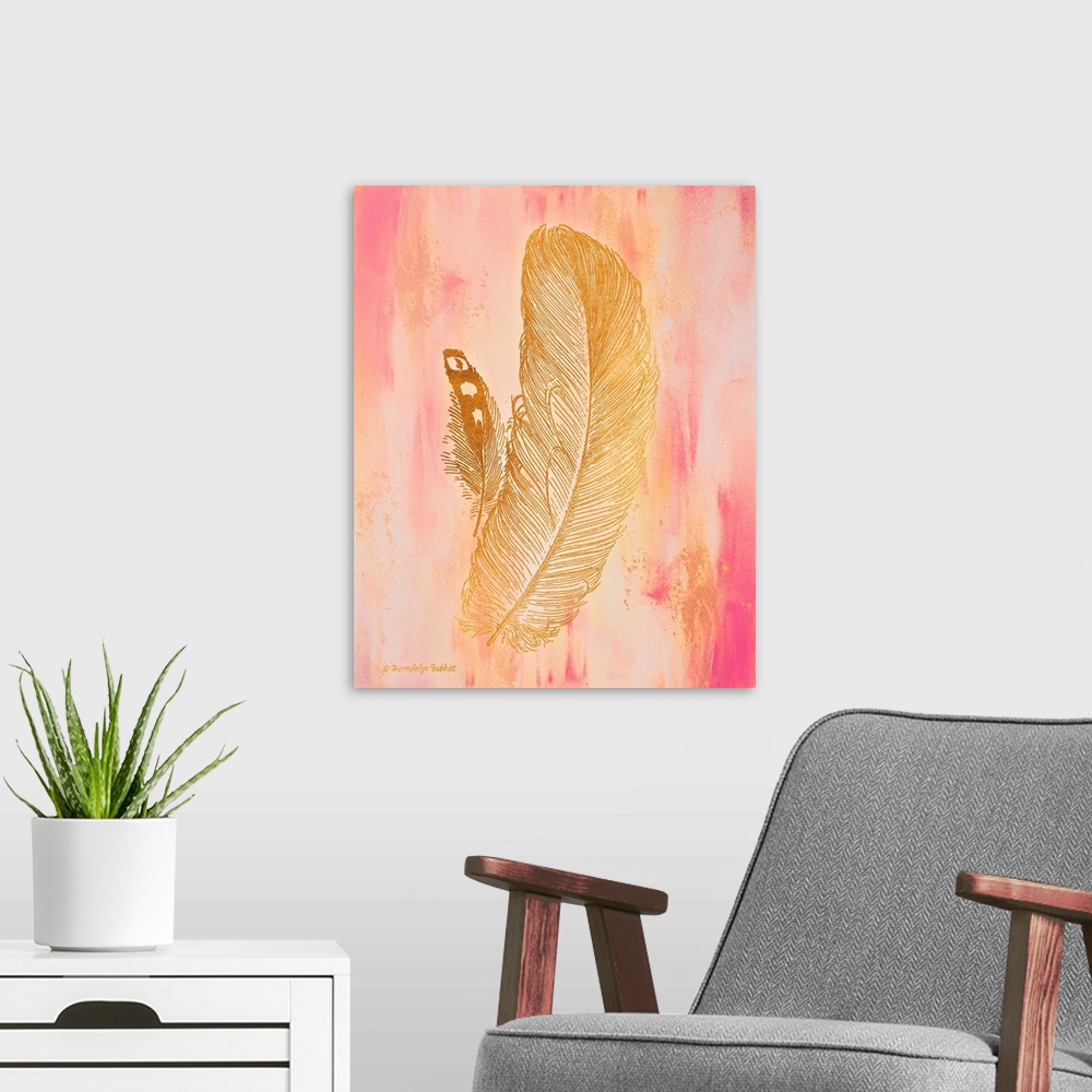 A modern room featuring Gold on Pink II
