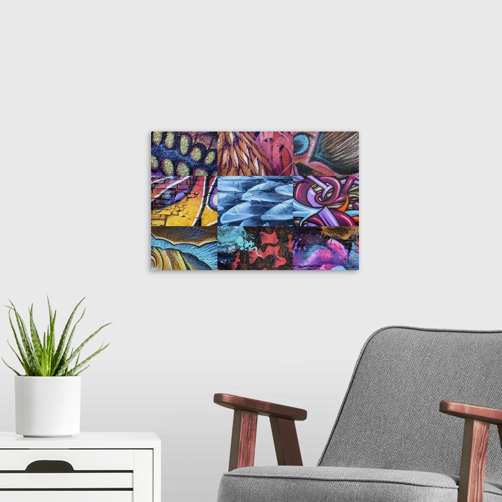 A modern room featuring Collage of Street Art from San Miguel de Allende, Mexico