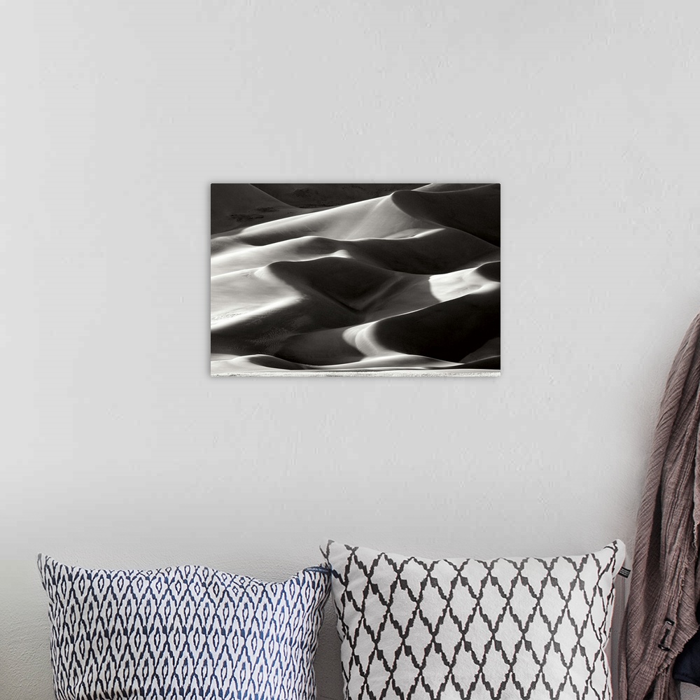 A bohemian room featuring Great Sand Dunes II Black and White