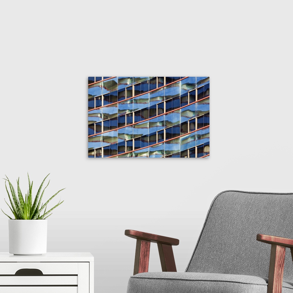 A modern room featuring USA; California; San Diego; abstract telephoto image of building; Mariott Hotel