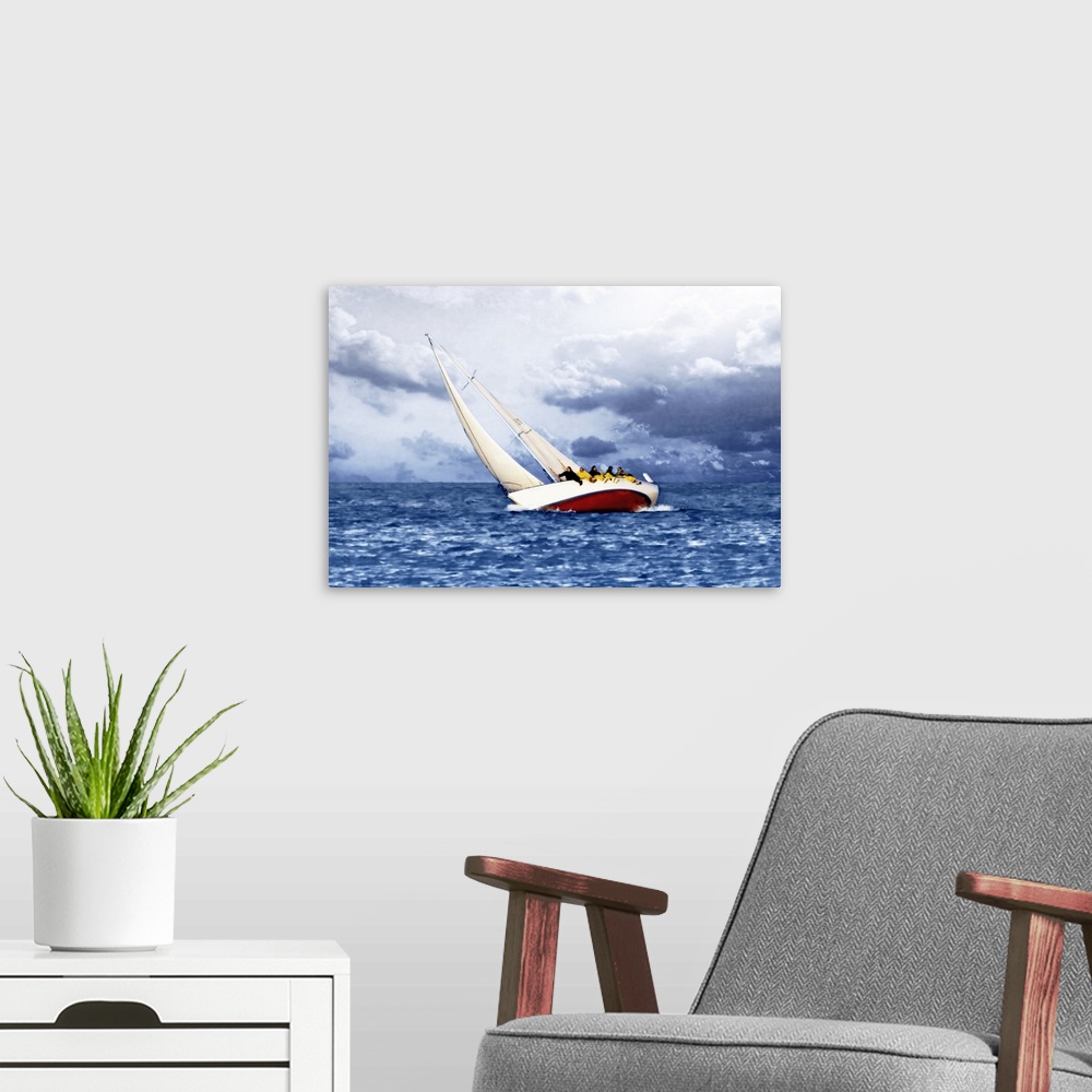 A modern room featuring Stormy Sea