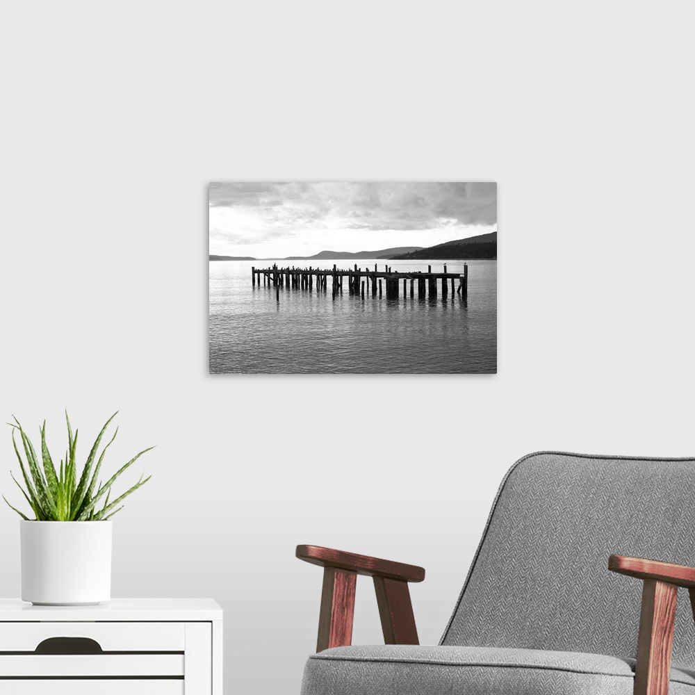 A modern room featuring Lonely Dock BW