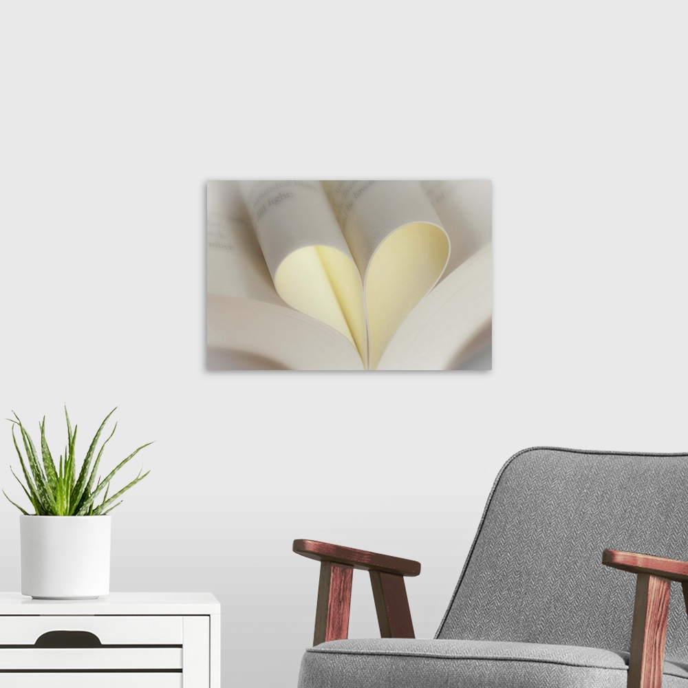 A modern room featuring Pages of a Book folded into a Heart Shape