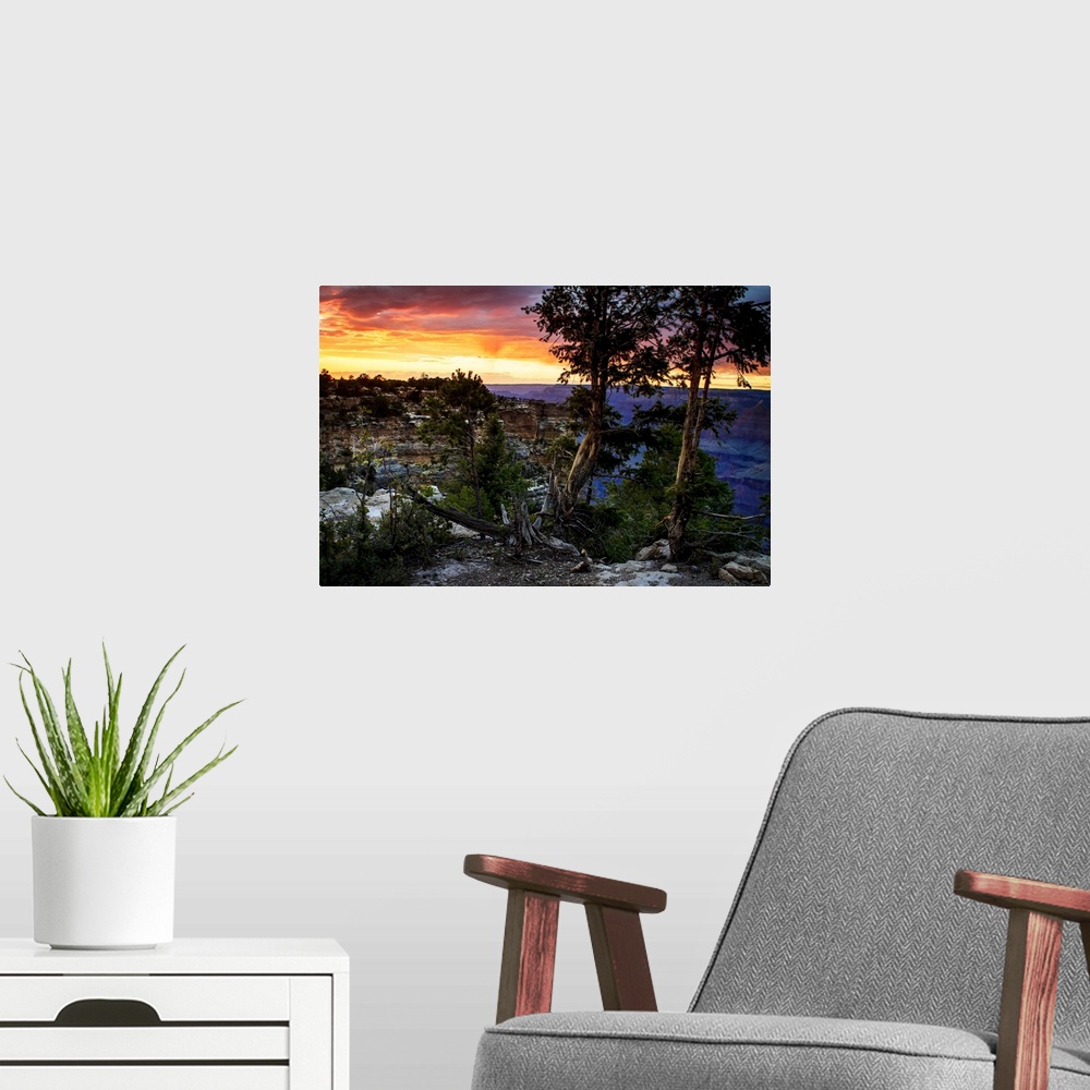 A modern room featuring Mather Point Sunset II