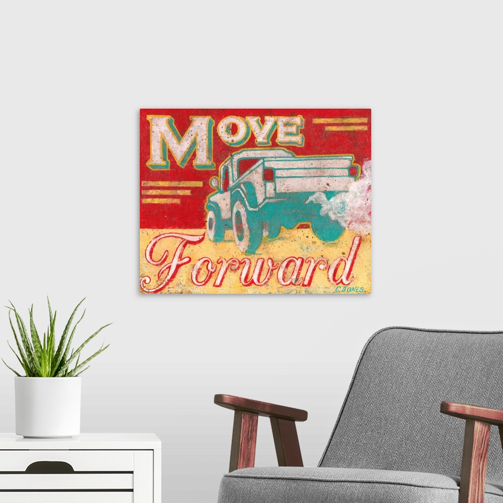 A modern room featuring Move Forward
