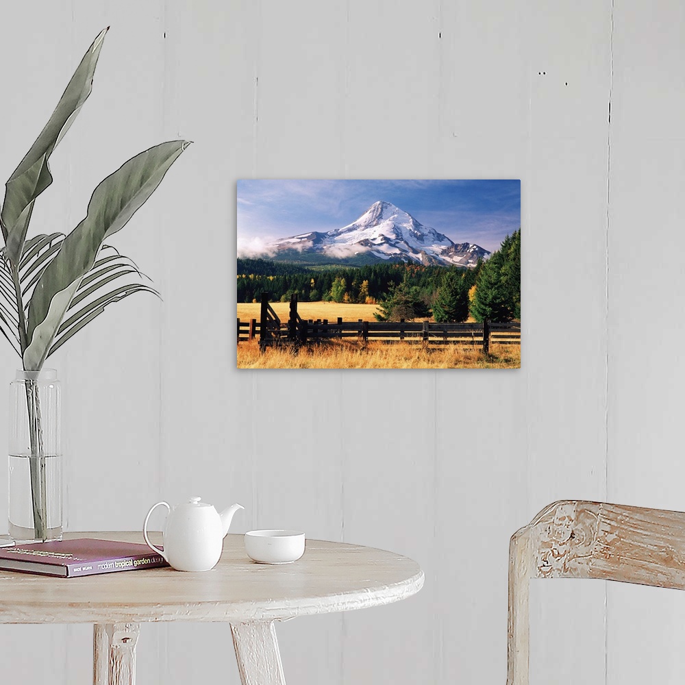 A farmhouse room featuring View of Mount Hood, Oregon, from a rural farm.