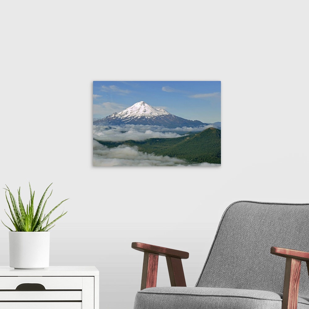 A modern room featuring Mt. Shasta