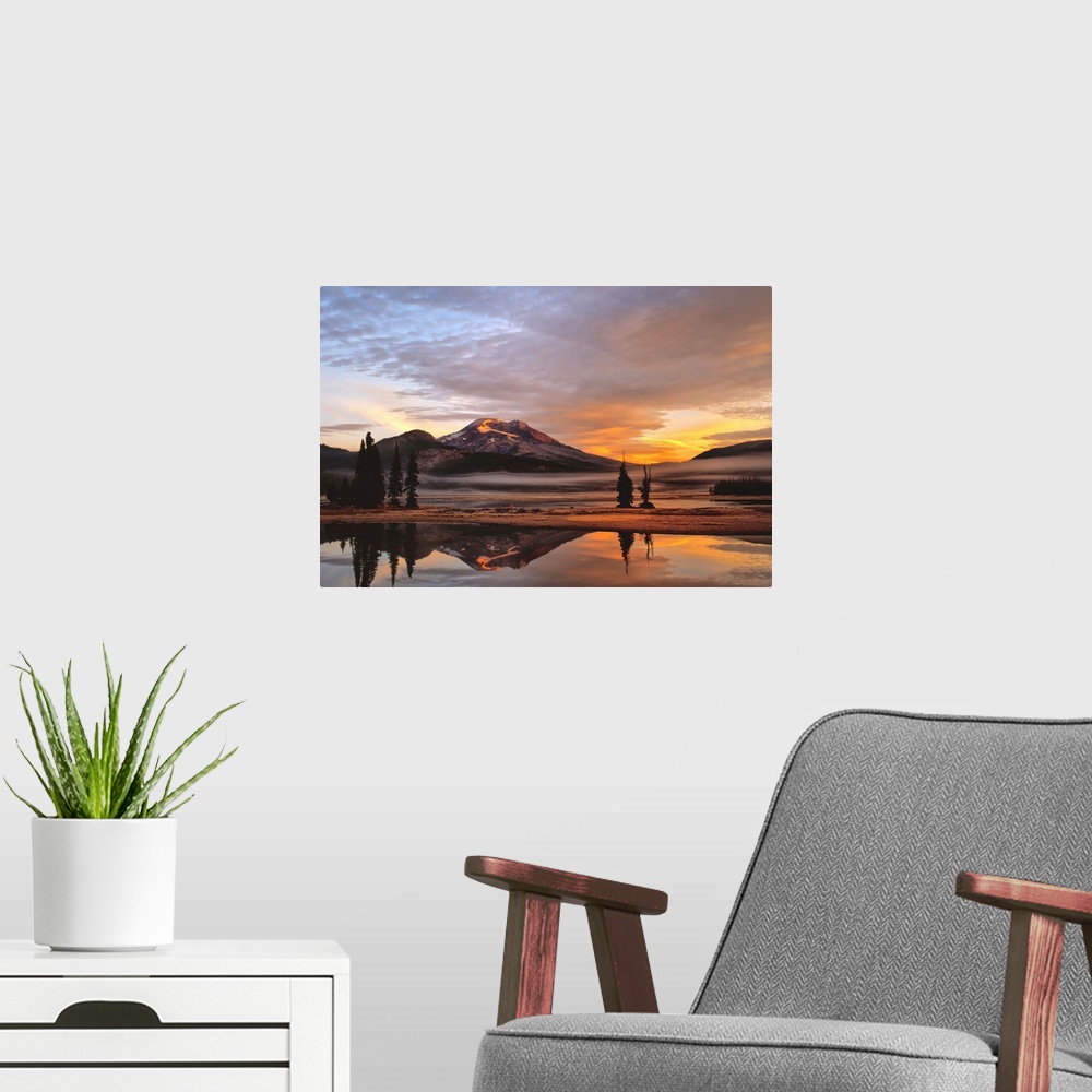 A modern room featuring October Sunrise