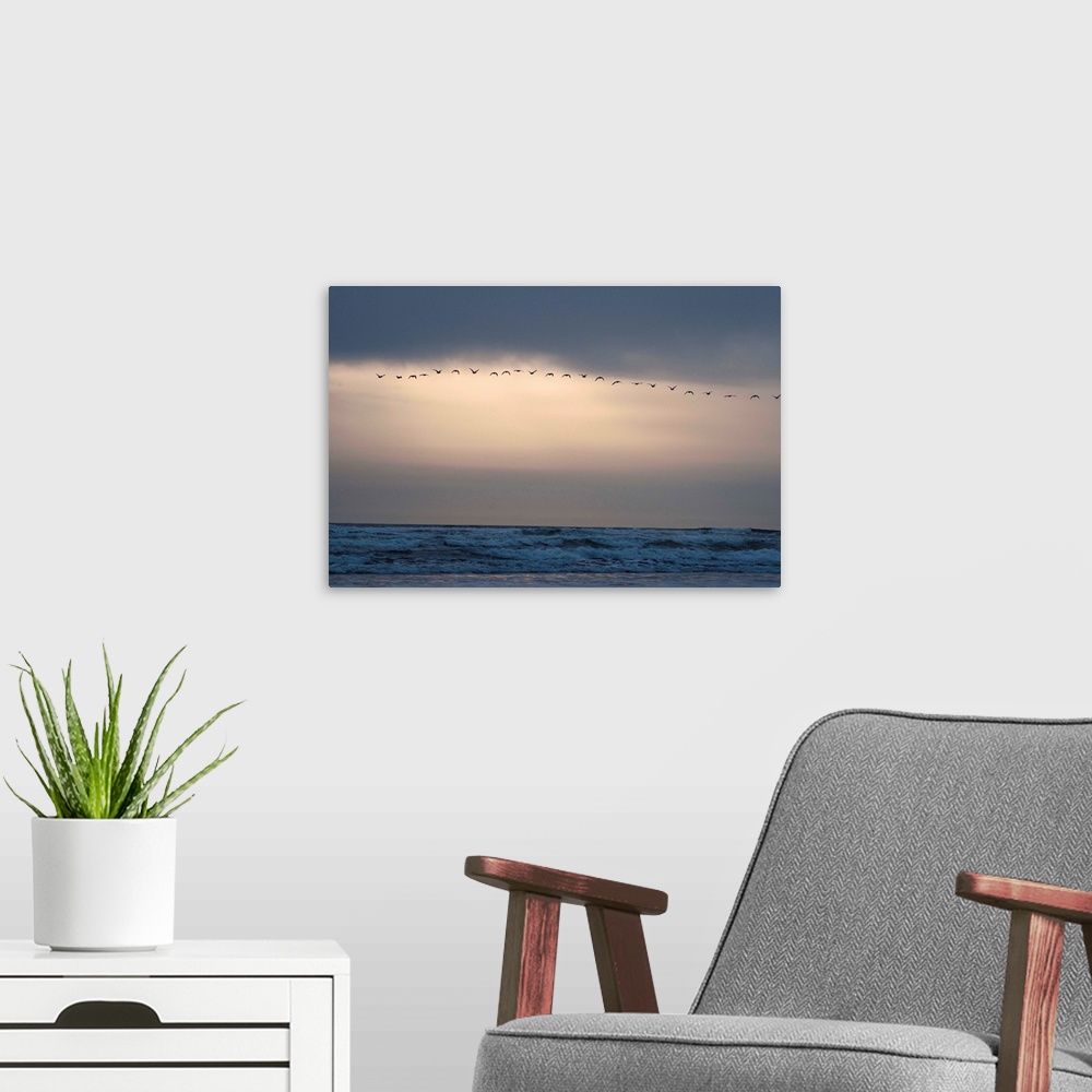A modern room featuring Oregon Coast Sunset II