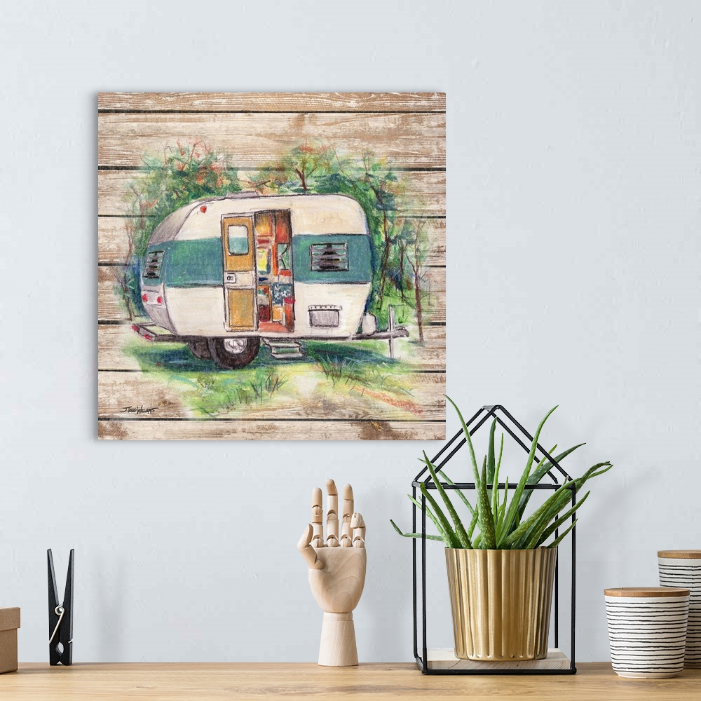 A bohemian room featuring Retro Camping Trailer